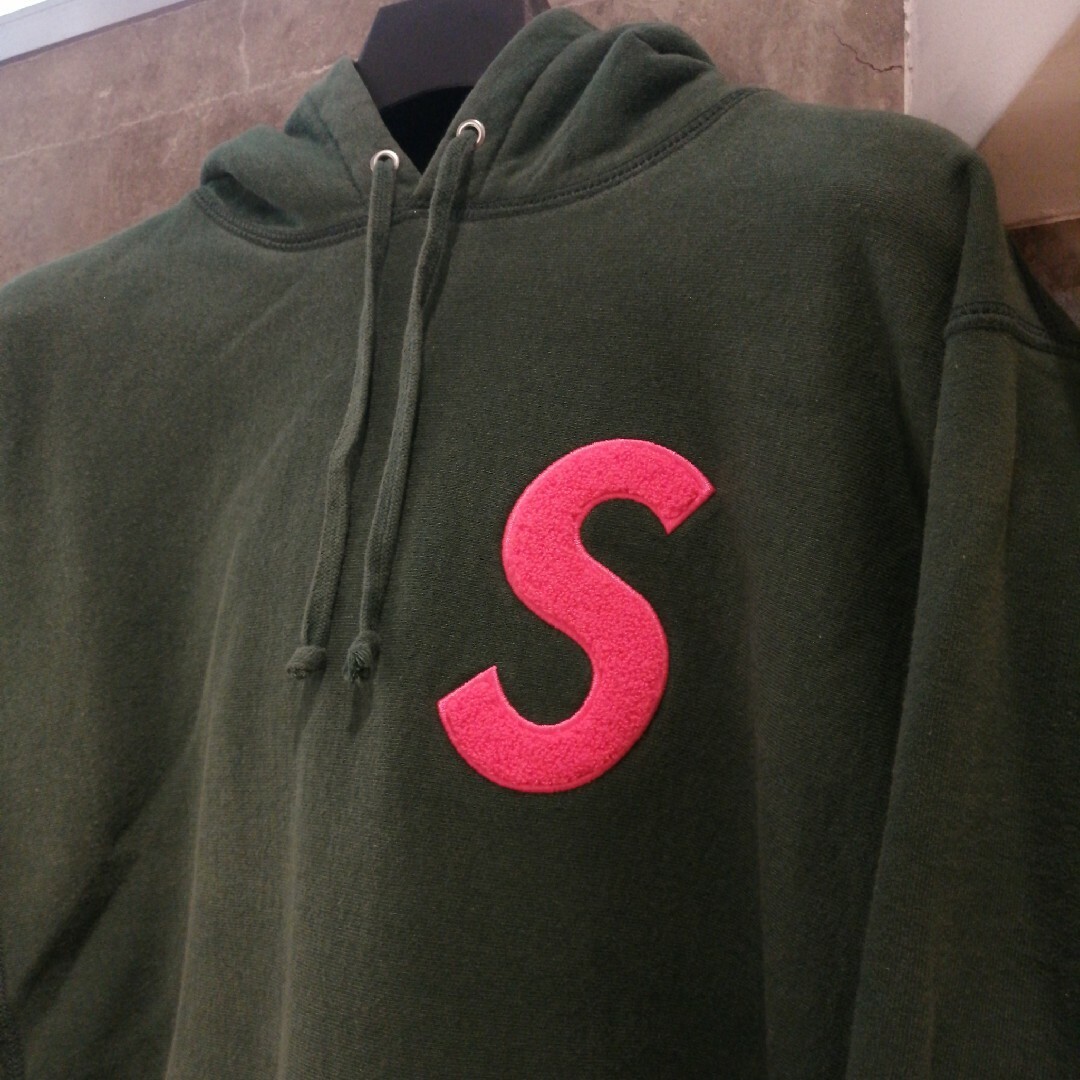 Supreme Sロゴパーカーピンクパイル Sサイズ グリーン