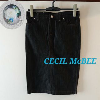 セシルマクビー(CECIL McBEE)のCECIL McBEEセシルマクビー デニムスカート 両脇スリット サイズM(ひざ丈スカート)