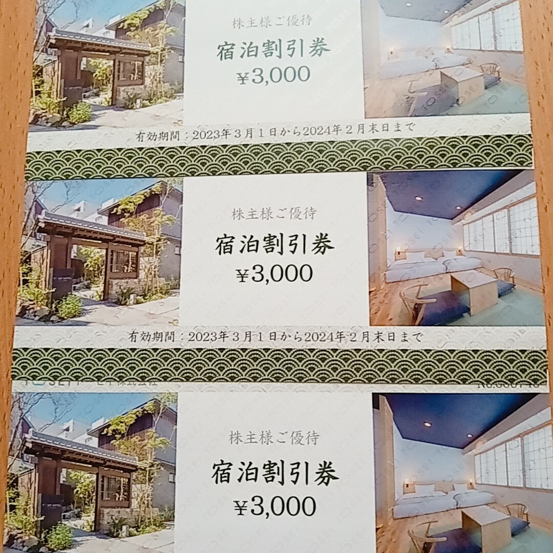 ★トーセイ  株主優待  宿泊割引券 ３枚 ９０００円分②