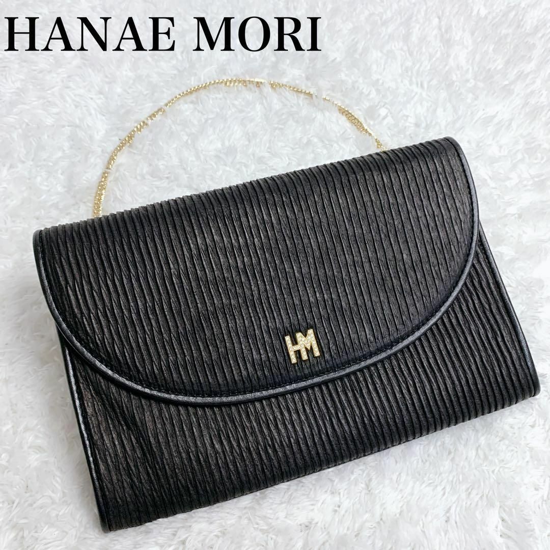 HANAE MORI(ハナエモリ)のハナエモリ　HANAE MORI　ショルダーバッグ　ゴージャス ブラック 金 レディースのバッグ(ショルダーバッグ)の商品写真