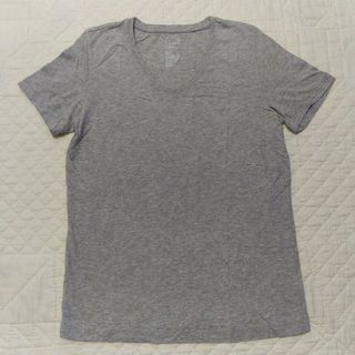 ムジルシリョウヒン(MUJI (無印良品))の無印良品 MUJI オーガニックコットン Vネック 半袖 Tシャツ 婦人 グレー(Tシャツ(半袖/袖なし))