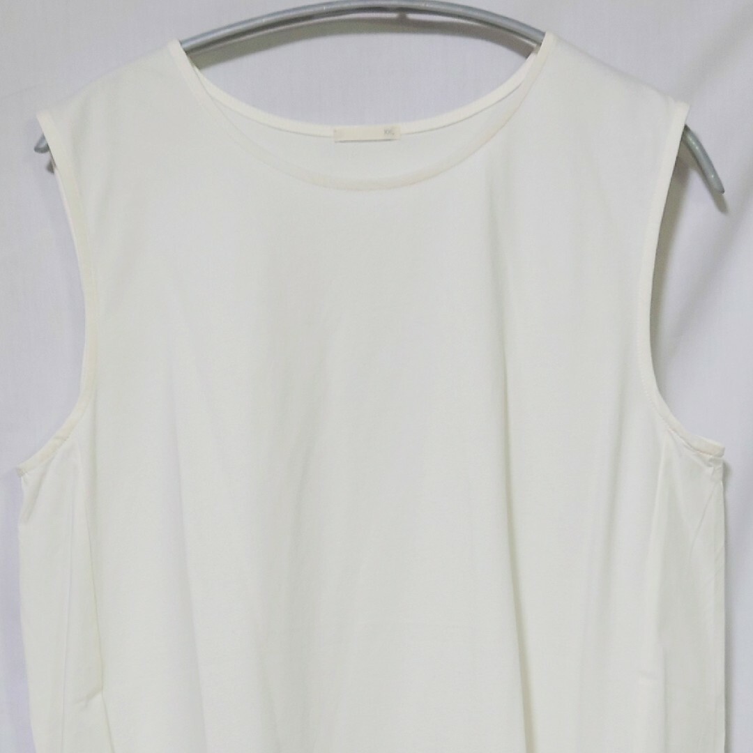 GU(ジーユー)の新品 未使用 GU フハクコンビネーションフレアT オフホワイト XXL レディースのトップス(Tシャツ(半袖/袖なし))の商品写真