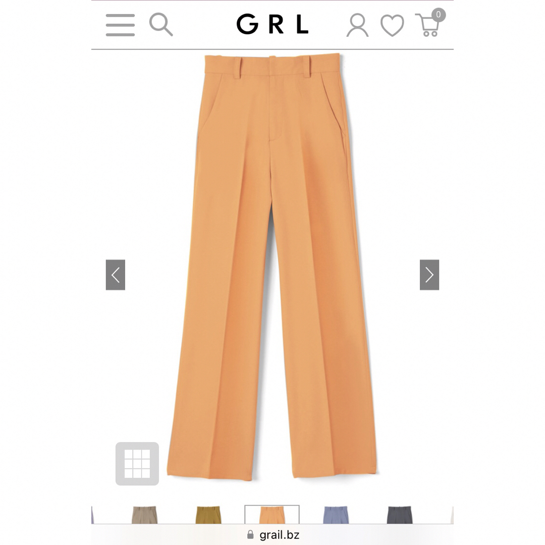 GRL(グレイル)のグレイルGRL  センタープレスストレートパンツ[ai07]  オレンジL レディースのパンツ(カジュアルパンツ)の商品写真