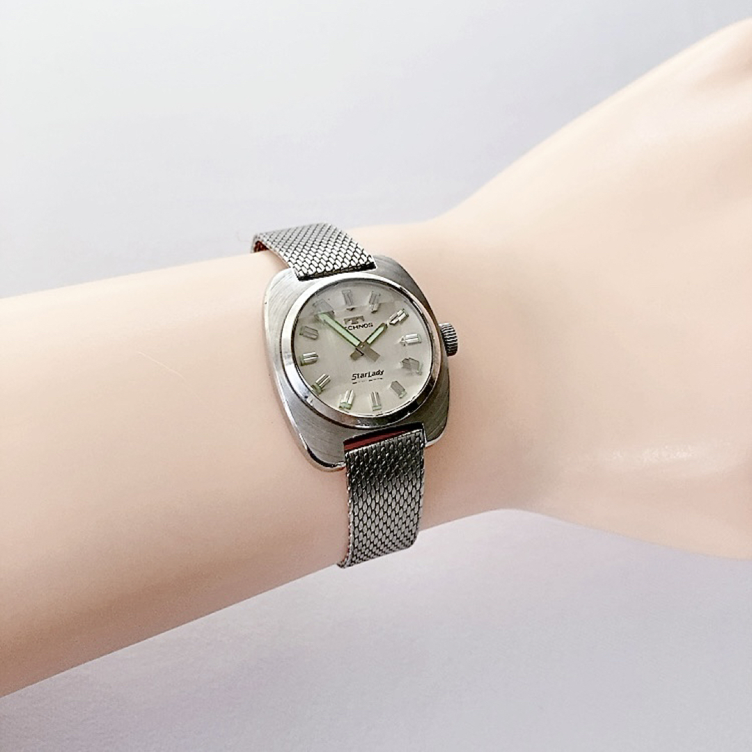TECHNOS - TECHNOS STAR LADY 17石レディース手巻き腕時計 稼動品 ♪の