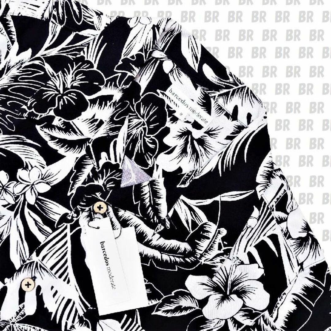 BARCEDOS(バルセドス)の新品　Ｍ　ネイビー　ハイビスカス　アロハシャツ　レーヨン メンズのトップス(シャツ)の商品写真
