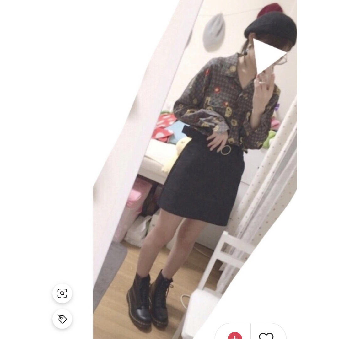 古着 柄シャツ グレー レディースのトップス(シャツ/ブラウス(長袖/七分))の商品写真