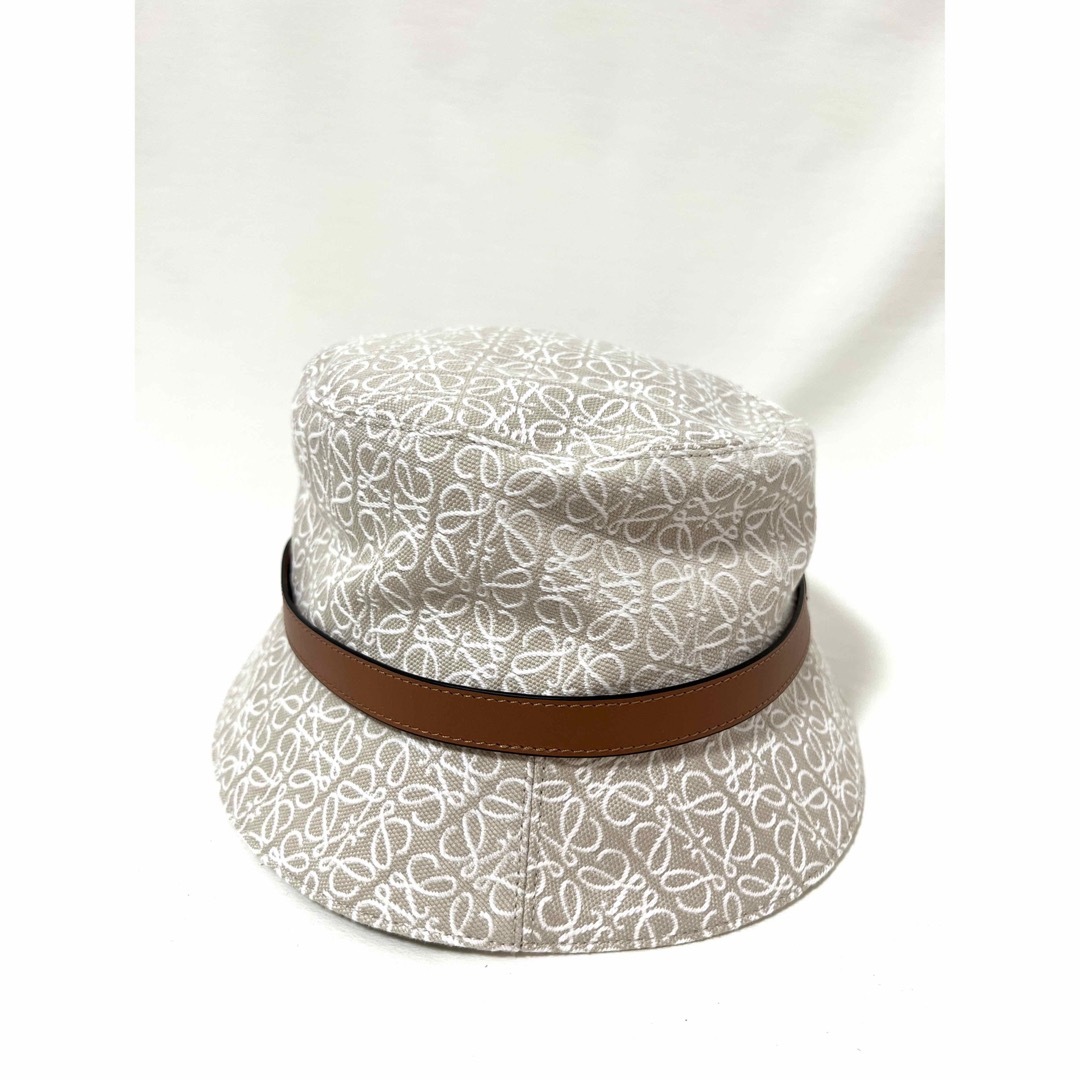 ロエベ バケットハット アナグラム ジャカード & カーフ ホワイト 帽子 ロゴ