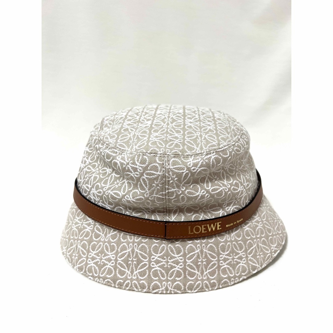 ロエベ バケットハット アナグラム ジャカード & カーフ ホワイト 帽子 ロゴ