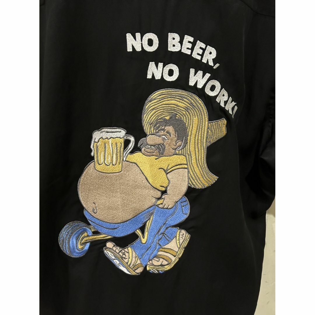 ＊ヒューストン NO BEER NO WORK! 刺繍 ボーリングシャツ M 2