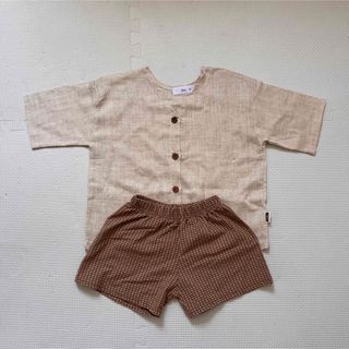 コドモビームス(こども ビームス)の韓国子供服　夏服セットアップ　ボタンシャツ　短パン　ナチュラル服(Tシャツ/カットソー)