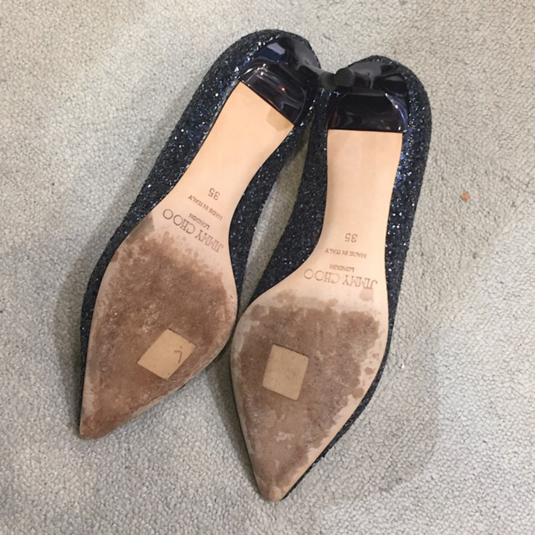 JIMMY CHOO ジミーチュウ グリッター ラメ パンプス ブルー-