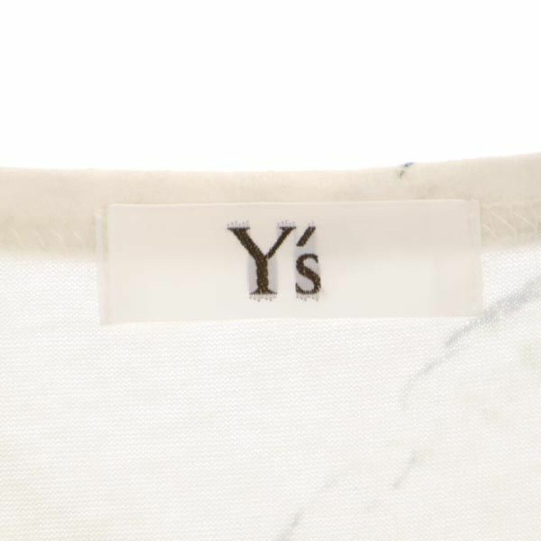 Yohji Yamamoto(ヨウジヤマモト)のヨウジヤマモト Y's クルーネック 花柄 半袖 Tシャツ 2 白×深緑 Yohji Yamamoto メンズ 【中古】  【230723】 メール便可 メンズのトップス(Tシャツ/カットソー(半袖/袖なし))の商品写真