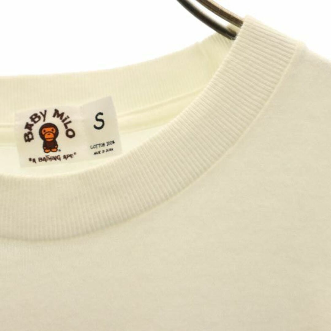 アベイシングエイプ 日本製 プリント 半袖 Tシャツ S 白系 A BATHING APE ロゴ メンズ   【230616】 メール便可