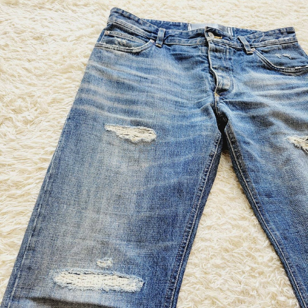 【美品】サイズ48 ドルチェ&ガッバーナ ダメージ加工 ロゴパッチ デニムパンツ