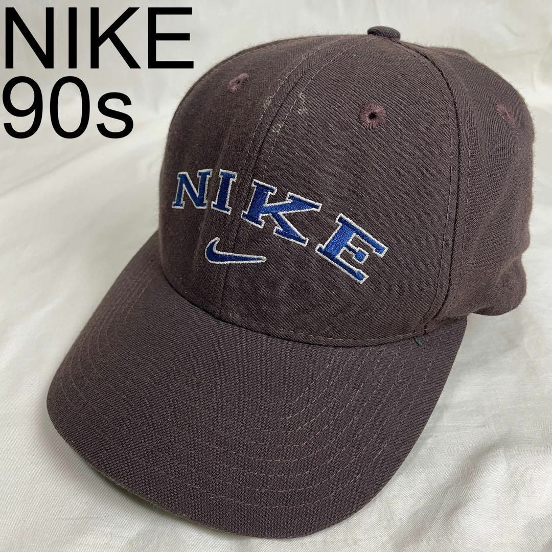 販売開始 ナイキ 90s ヴィンテージキャップ ブラウン 刺繍ロゴ青ブルー
