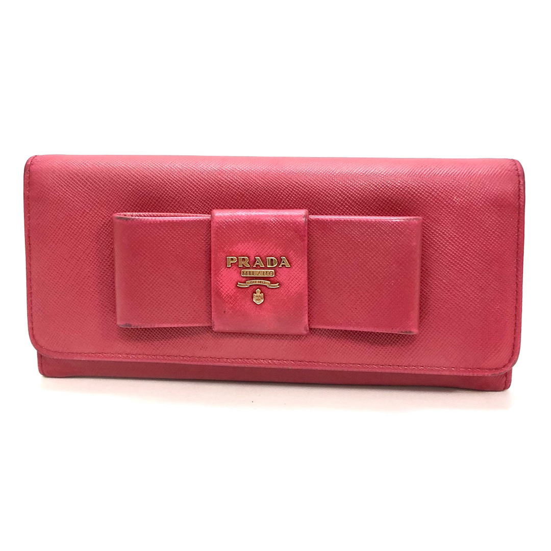 PRADA(プラダ)のプラダ　PRADA サフィアーノ　リボン　ピンク　レザー　財布　18668111 レディースのファッション小物(財布)の商品写真