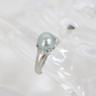 【Jewelry】Pt900 パール ダイヤ リング ブルー 12号 D.0.04ct 4g/hm06905tg(リング(指輪))