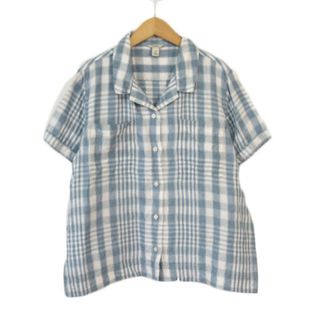 エルエルビーン(L.L.Bean)のエルエルビーン L.L.BEAN シャツ チェック オープンカラー 半袖 リネン(シャツ/ブラウス(半袖/袖なし))