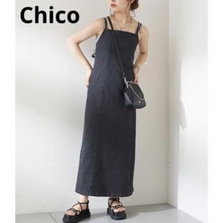 フーズフーチコ(who's who Chico)の未使用 Who's who Chico バックリボンデニムロングキャミワンピース(ロングワンピース/マキシワンピース)