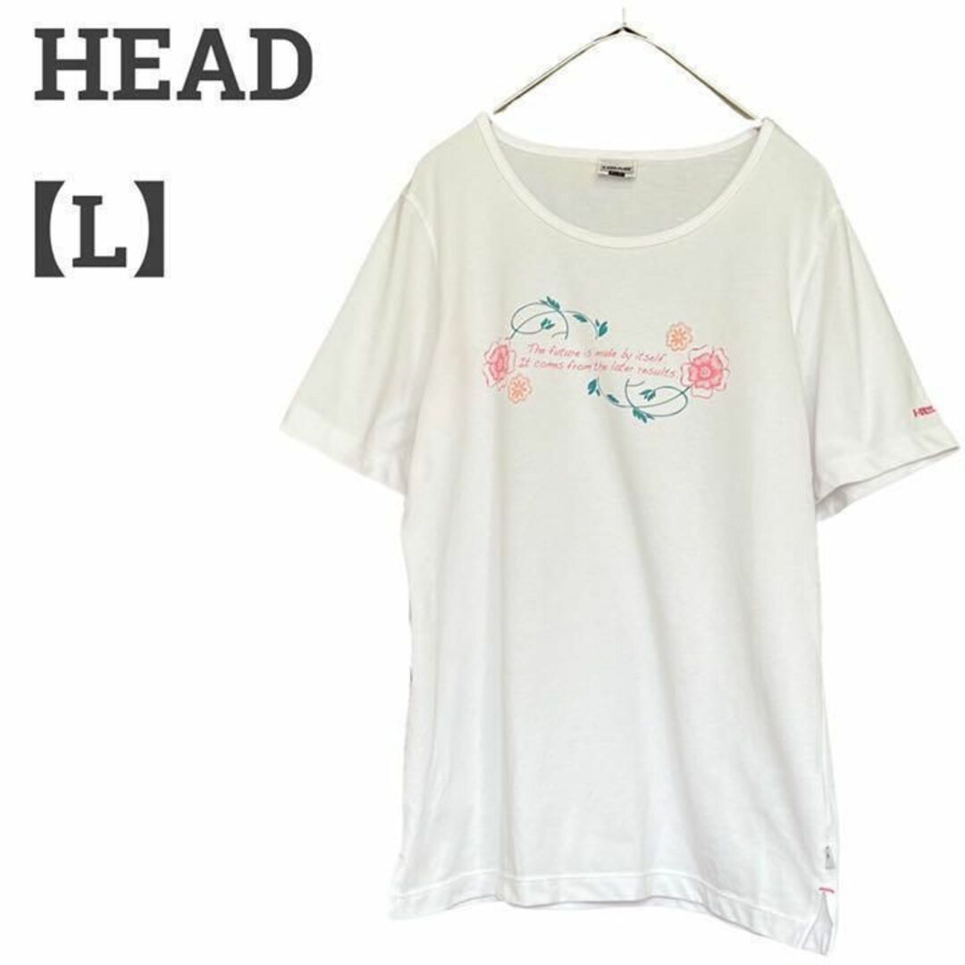 HEAD(ヘッド)の【90s】ヘッド レディース【L】半袖カットソー♡コットン混 カジュアル♡白 レディースのトップス(Tシャツ(半袖/袖なし))の商品写真