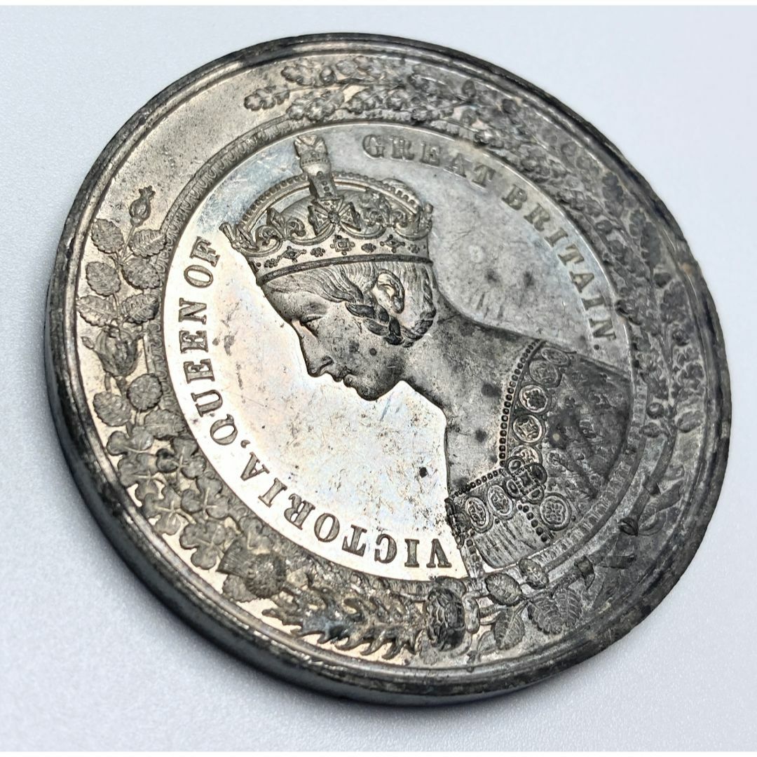 1851 イギリス ゴシック ビクトリア レア ホワイトメタル 大型 メダルオッティモコイン