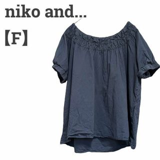 ニコアンド(niko and...)のニコアンド レディース【M】半袖ブラウス♡綿100% 薄手♡シンプル ネイビー(カットソー(半袖/袖なし))