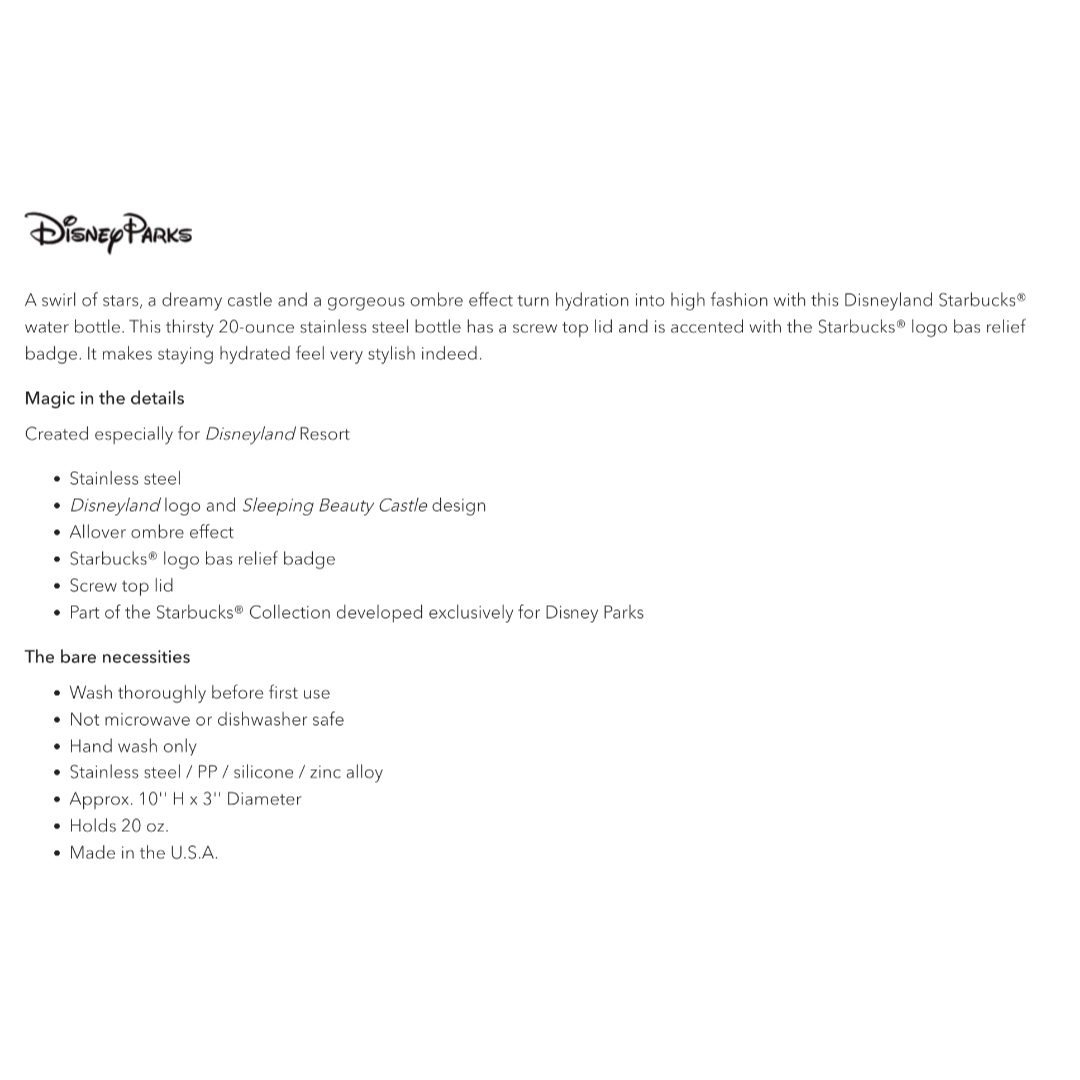 Disney(ディズニー)のディズニー　スタバ　タンブラー　ディズニーワールド　ステンレスボトル インテリア/住まい/日用品のキッチン/食器(タンブラー)の商品写真