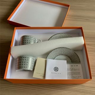 エルメス(Hermes)のエルメス HERMES モザイク24 プラチナ ティーカップ＆ソーサー ペア(食器)