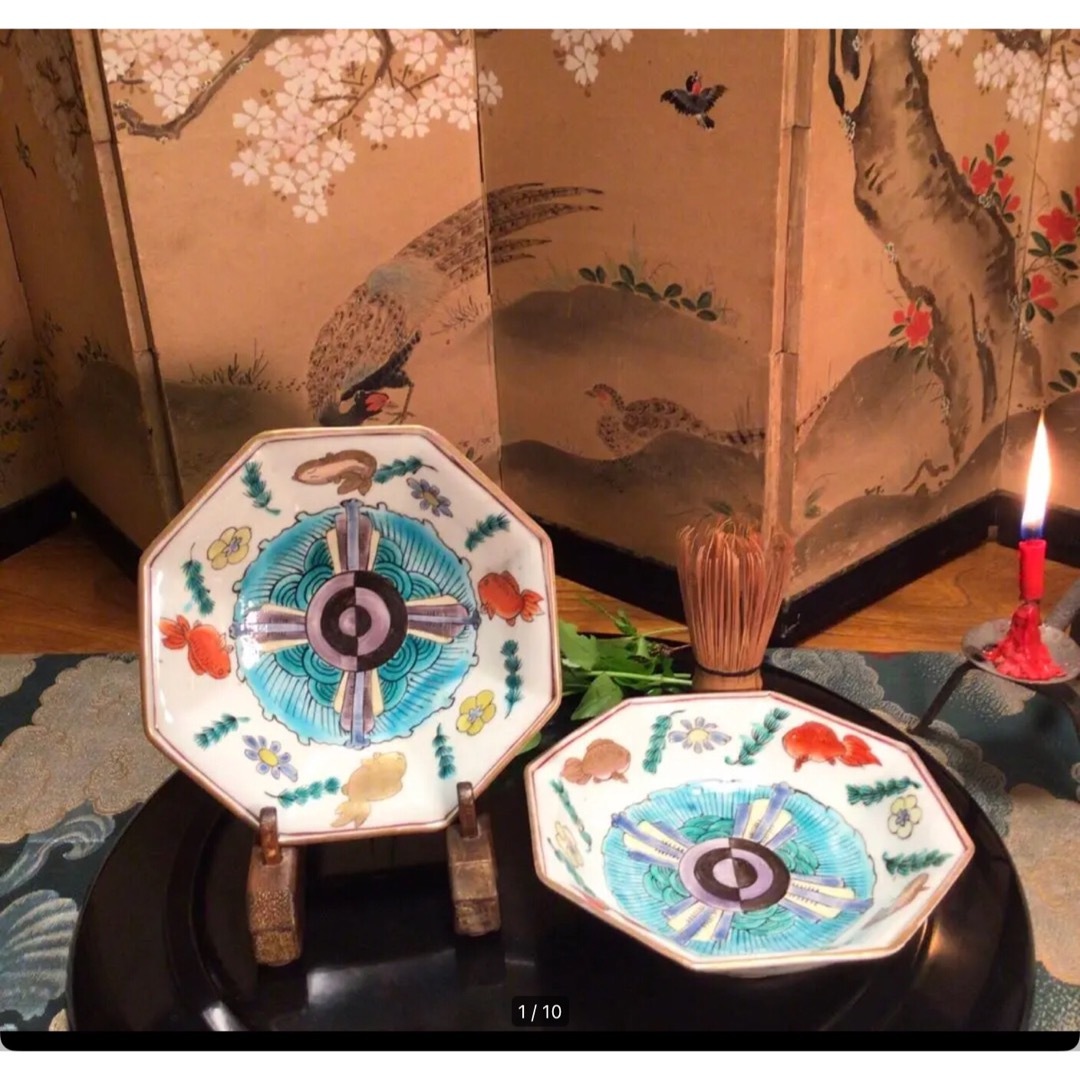 古伊万里錦手 金魚紋様 金縁 8角皿 2枚の通販 by arajin's shop|ラクマ