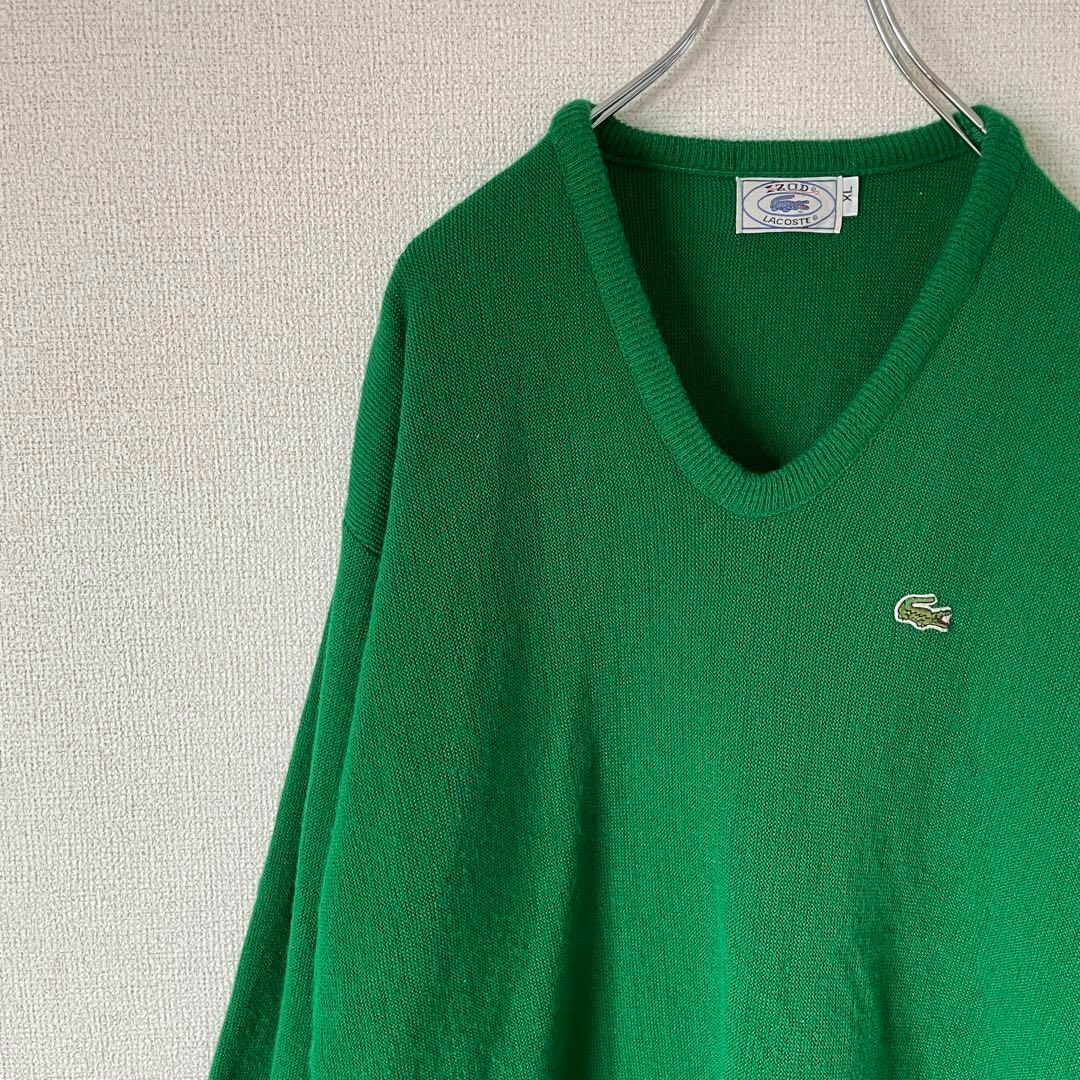 【糸巻きタグ、オーバーサイズ、人気グリーン◎】LACOSTEニット緑XL