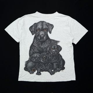 90s ビンテージ USA製 犬 ドッグ Tシャツ アート 動物 古着 映画(Tシャツ/カットソー(半袖/袖なし))