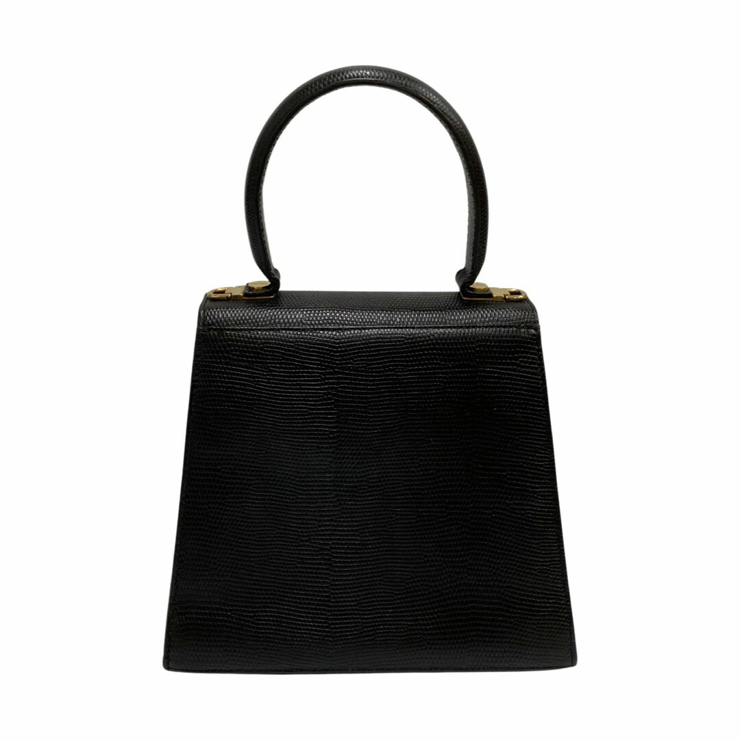 極 美品 希少品 Salvatore Ferragamo フェラガモ ガンチーニ 金具 レザー 本革 ハンドバッグ ミニ トートバッグ ブラック 黒 25804