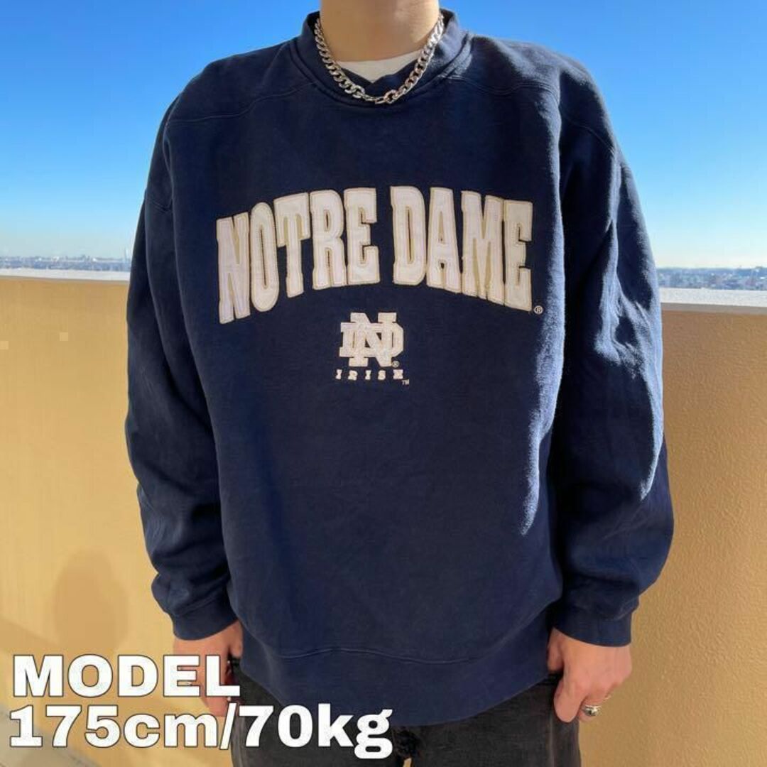 アディダス ノートルダム大学 カレッジ刺繍スウェット ネイビー紺XL アーチロゴ | フリマアプリ ラクマ