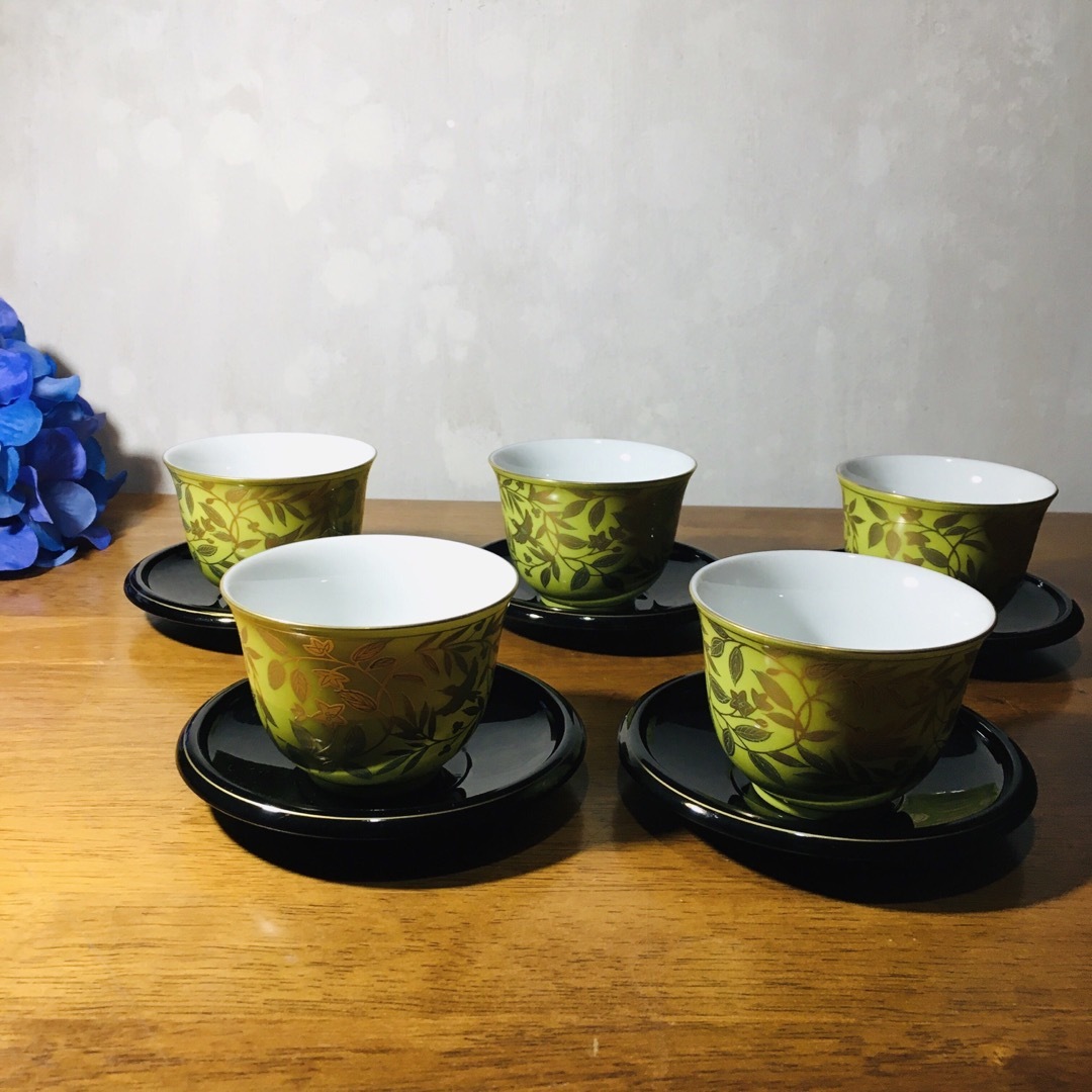 たち吉 - 【美品】たち吉 萌葱金彩 煎茶碗 湯呑5客+茶托セットの通販