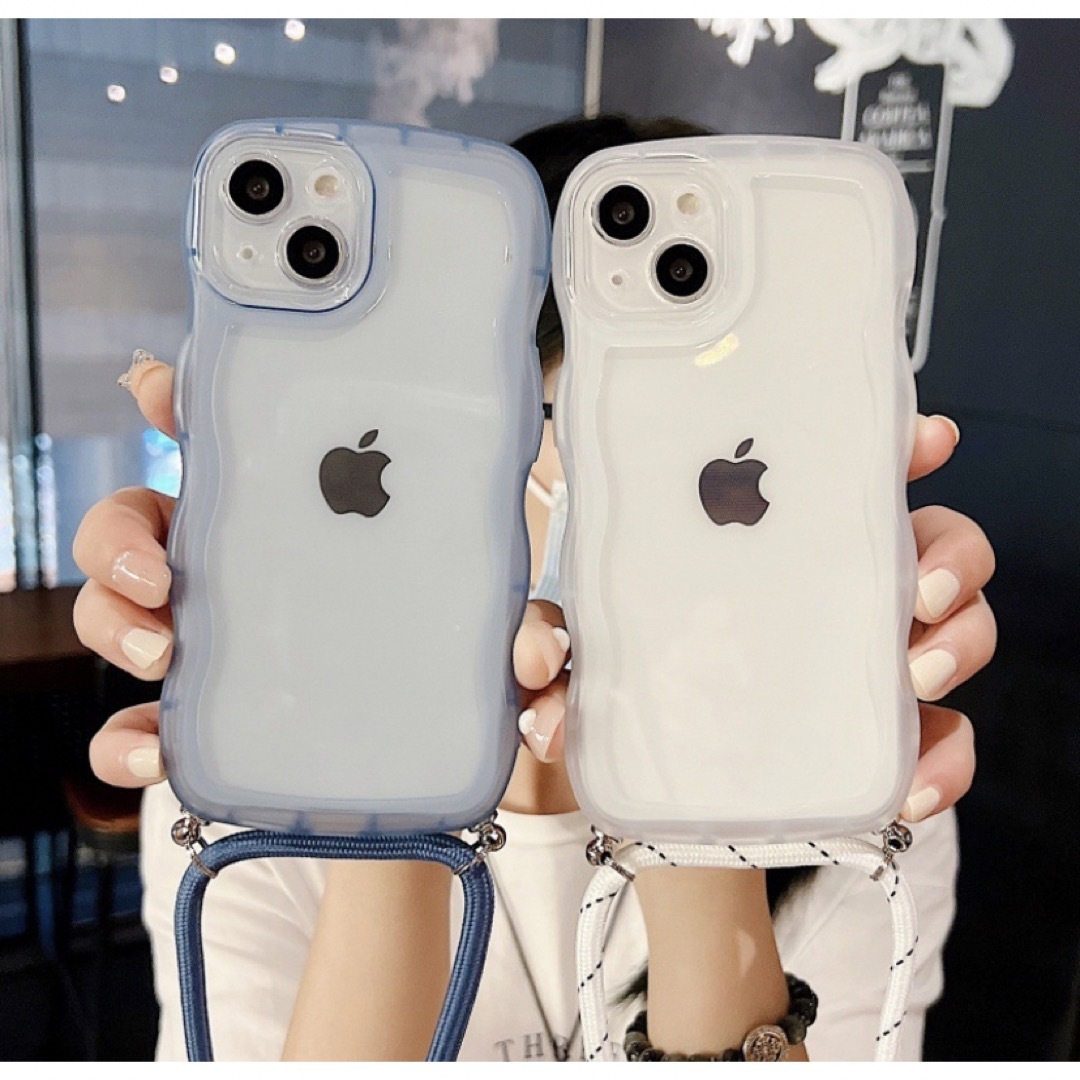 iPhone 13pro ケース ウェーブ パープル ショルダー ストラップの通販