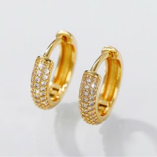 CZダイヤ　ループピアス S925　18金コート(ピアス)