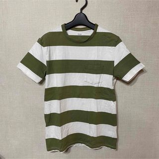 ギャップ(GAP)のGAP ボーダー　カーキ　ホワイト　Tシャツ　XSサイズ(Tシャツ/カットソー(半袖/袖なし))