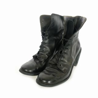 GUIDI レディース レースアップタイプ レザーアンクルヒールブーツ