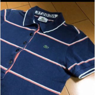 ラコステ(LACOSTE)のラコステネイビー×ピンクボーダーカノコポロ(ポロシャツ)