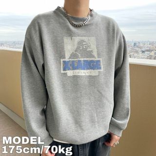 【完売モデル】XLARGE スウェット ゆるだぼ 超デカロゴ グレー  L