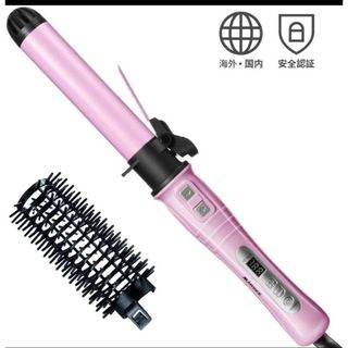 カール　32mm　ヘアアイロン　急速加熱  海外対応　ピンク(ヘアアイロン)