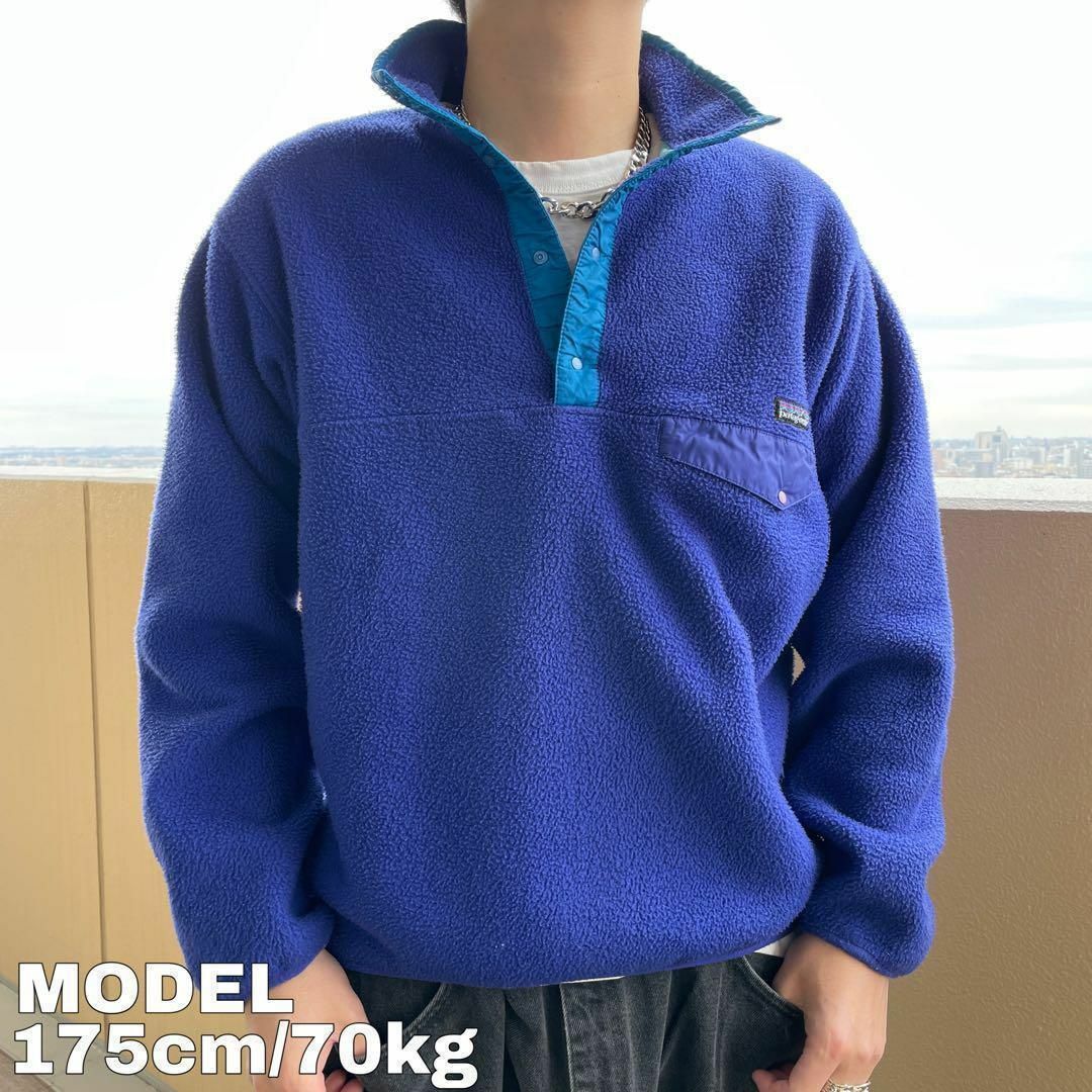 patagonia パタゴニア スナップT フリース L グレー 青 トップス