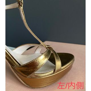 Miumiu 装飾ヒールプラットフォームサンダル24cm結婚式パーティー-
