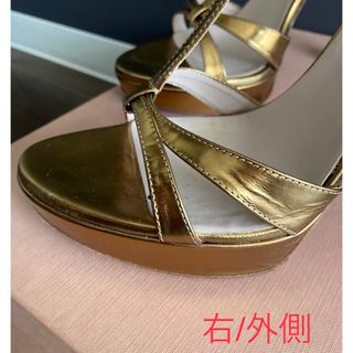 Miumiu 装飾ヒールプラットフォームサンダル24cm結婚式パーティー-