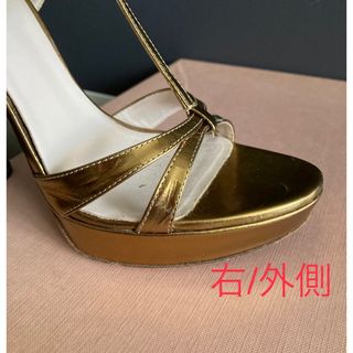Miumiu 装飾ヒールプラットフォームサンダル24cm結婚式パーティー-