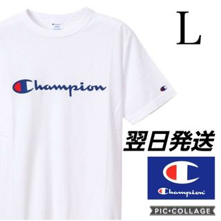 チャンピオン(Champion)のスピード発送★チャンピオン　Tシャツ　メンズ　白　L　筆記体　新品　半袖(Tシャツ/カットソー(半袖/袖なし))