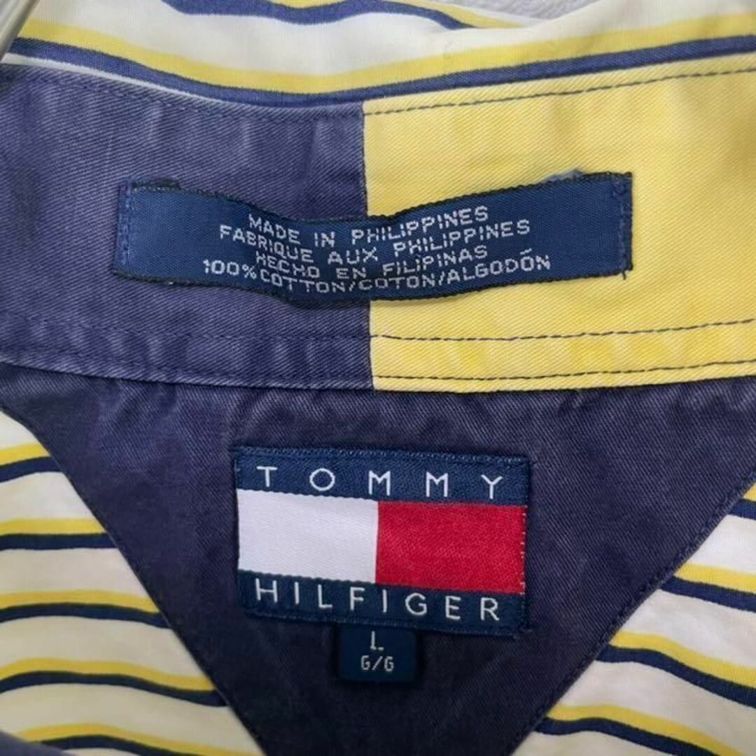 TOMMY HILFIGER(トミーヒルフィガー)の希少90s トミーヒルフィガー シャツ ストライプ 長袖 ビックサイズ 太アーム メンズのトップス(シャツ)の商品写真