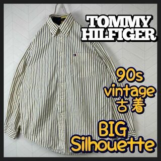 トミーヒルフィガー(TOMMY HILFIGER)の希少90s トミーヒルフィガー シャツ ストライプ 長袖 ビックサイズ 太アーム(シャツ)