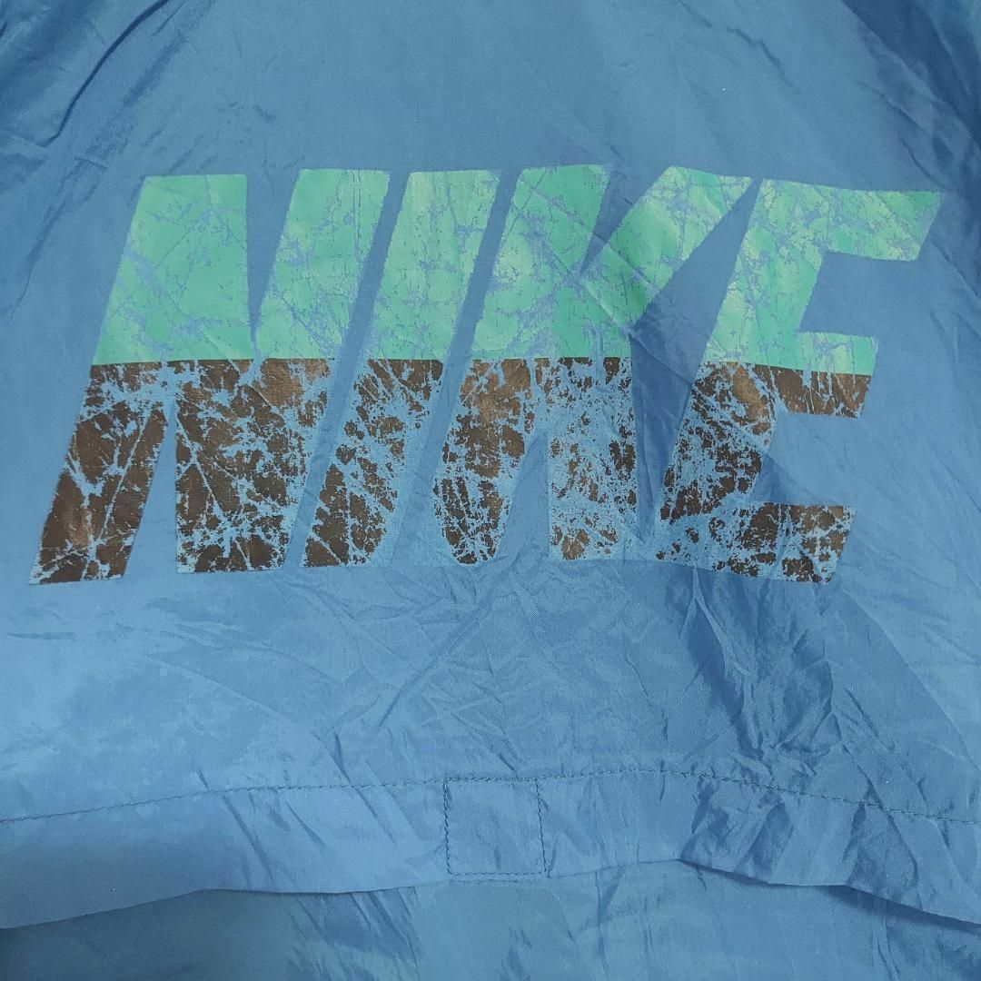 90s NIKE ナイキ ロゴ刺繍ナイロンジャケット L ブルー水色 ネイビー