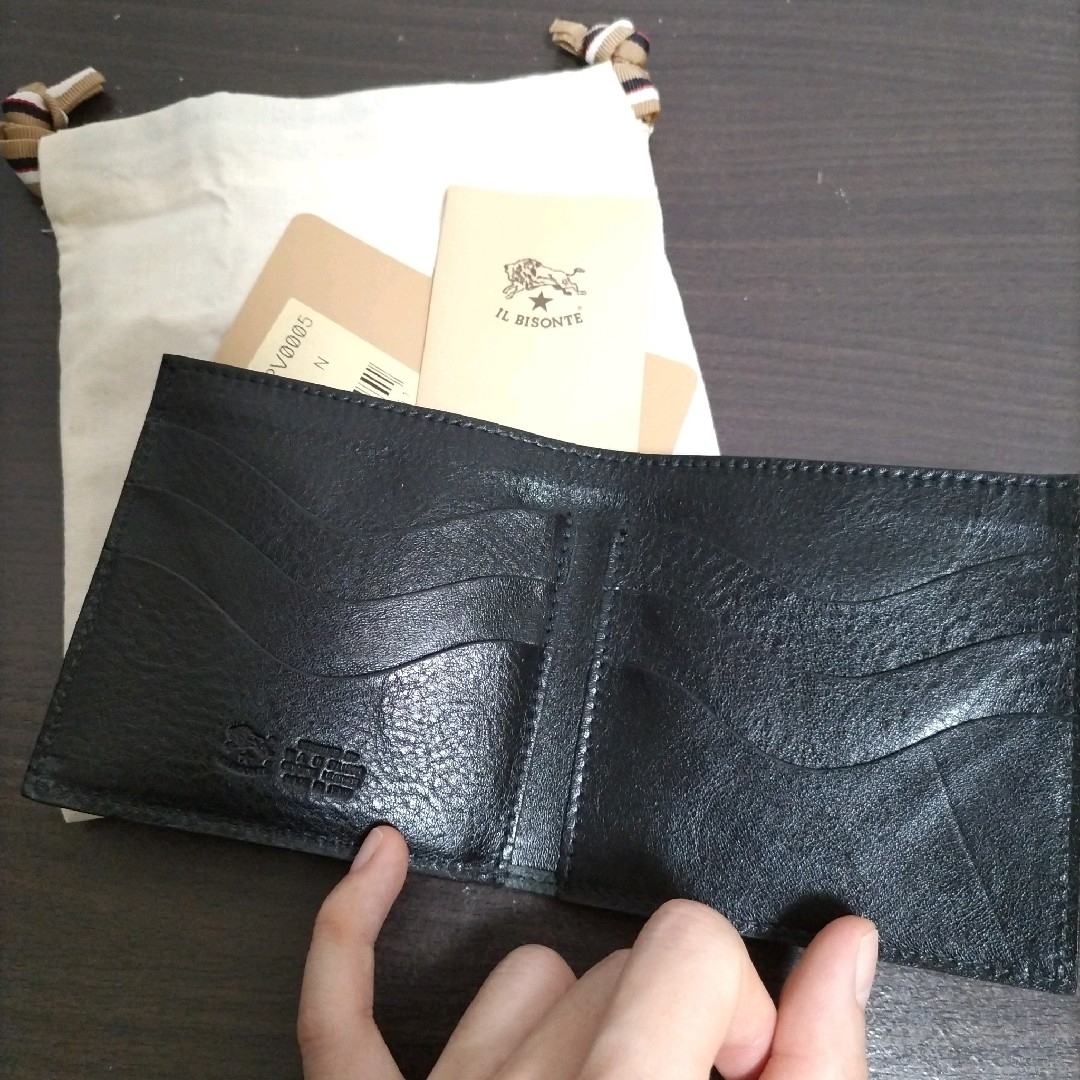新品 本革 レザー イルビゾンテ 財布 折り財布 スナップ ブラック 黒